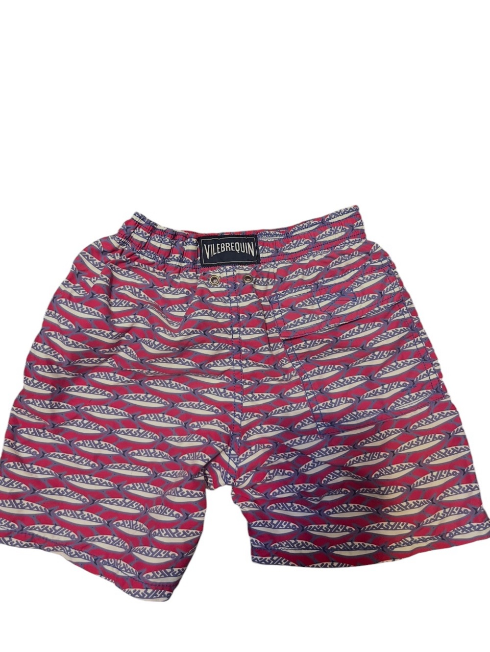 Vilebrequin Moorea swim trunks
featuring a red and blue fish pattern.